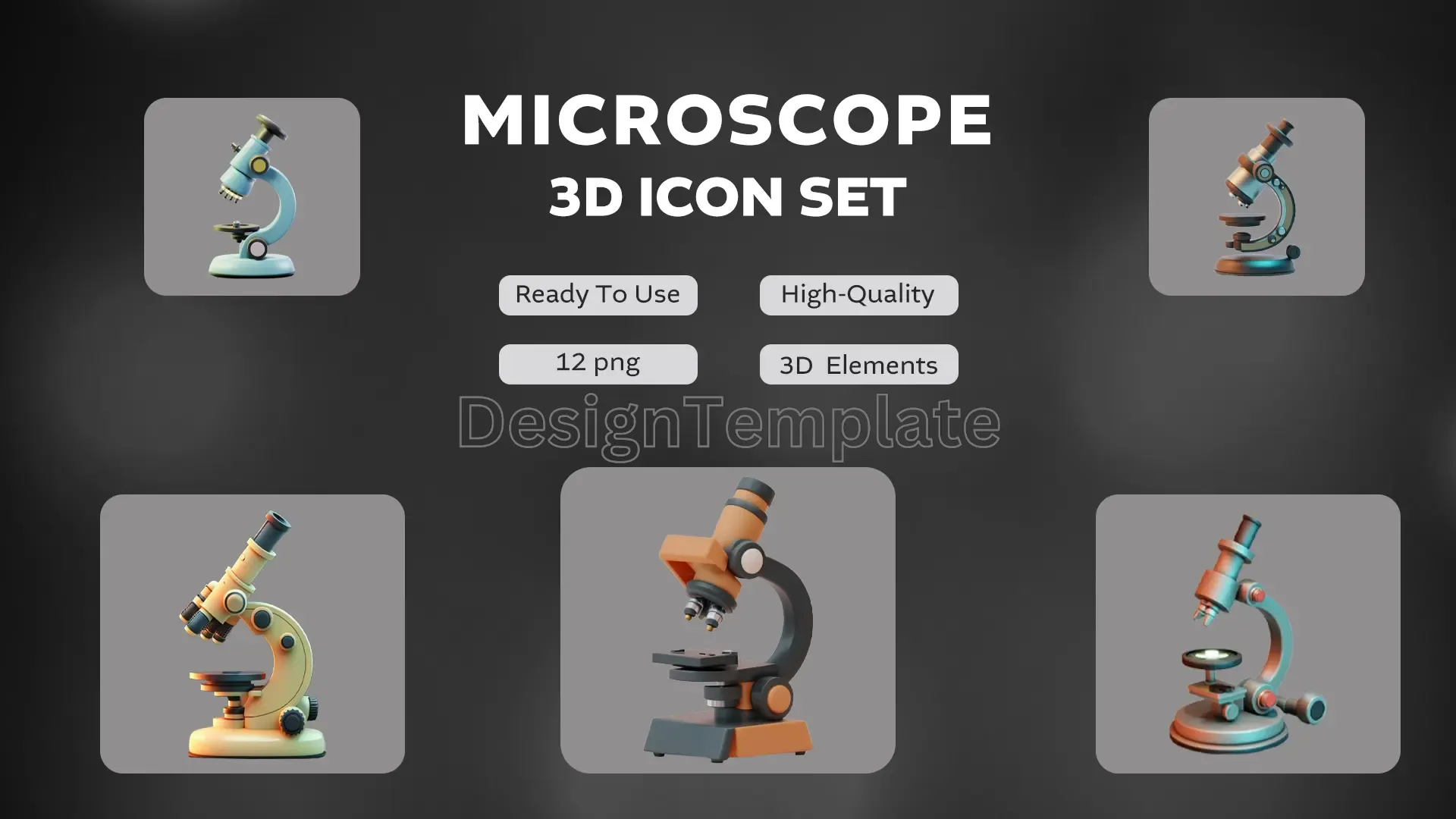 Laboratory Essentials 3D Icons of Microscopes